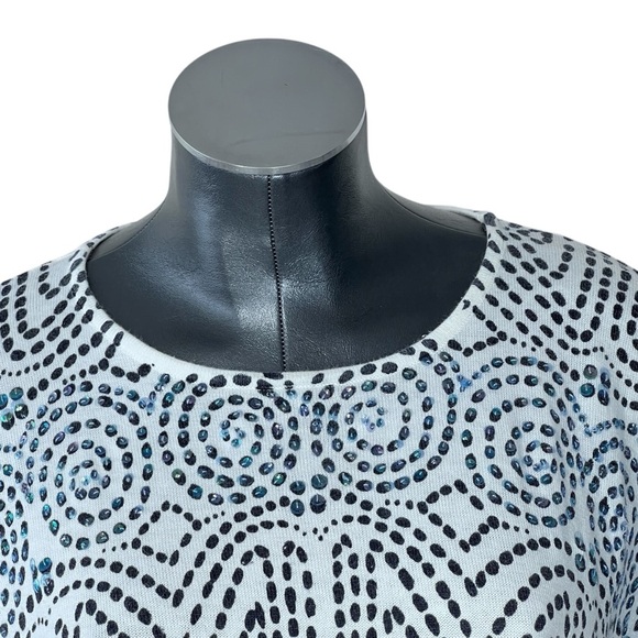 ALFRED DUNNER Woman Blue White Black Swirl Sequins Sweater Top Women's 2X - Picture 5 of 16